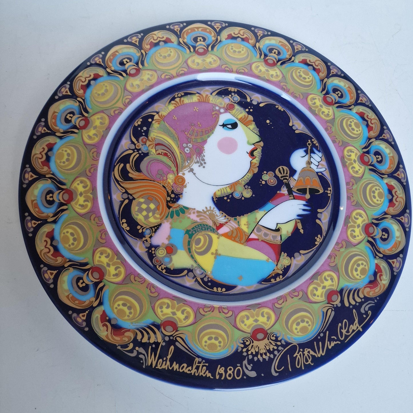 Bjorn Wiinblad Rosenthal Nativity Plate – Hand-Painted Gold Porcelain Christmas 1980