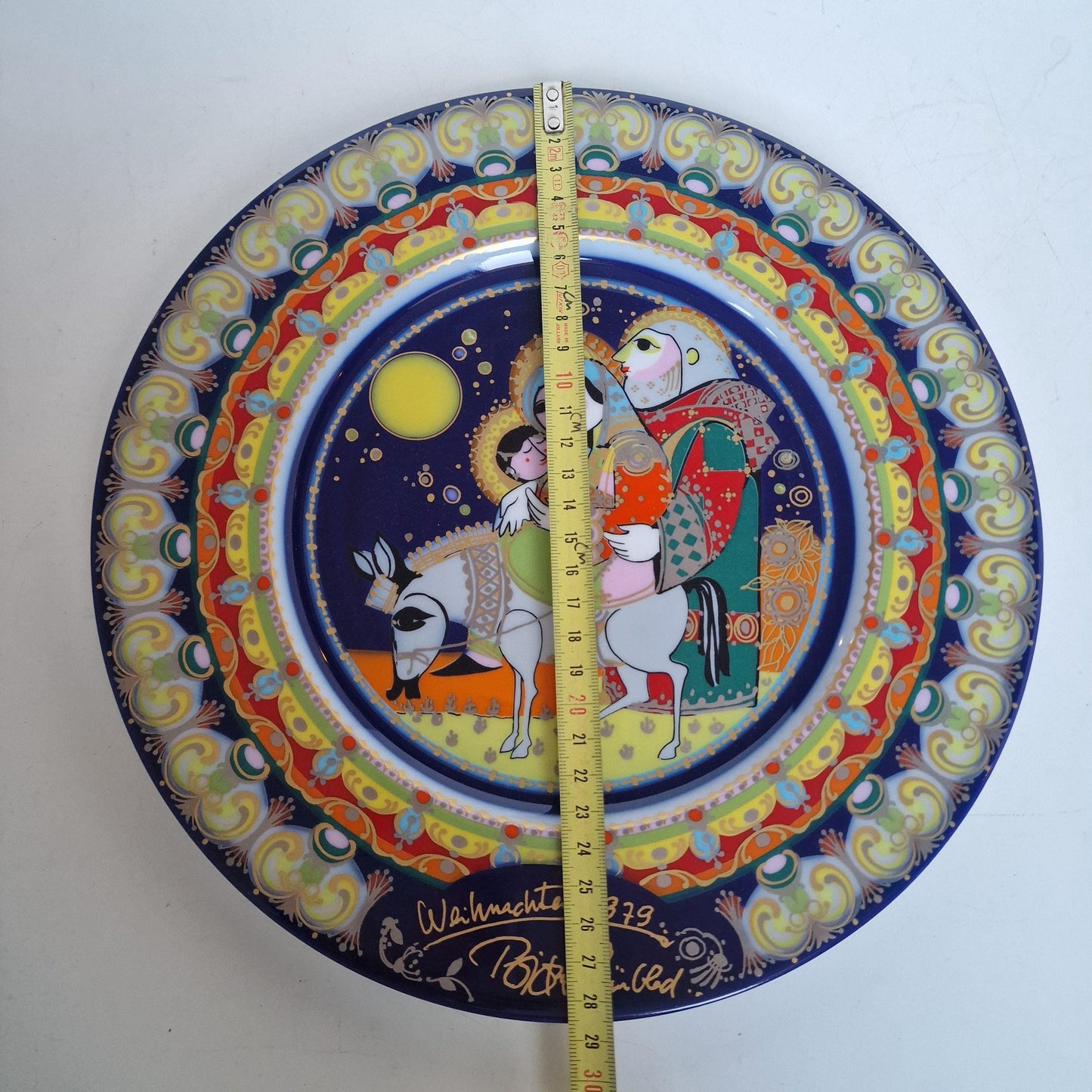 Bjorn Wiinblad Rosenthal Nativity Plate – Hand-Painted Gold Porcelain Christmas Wall Art