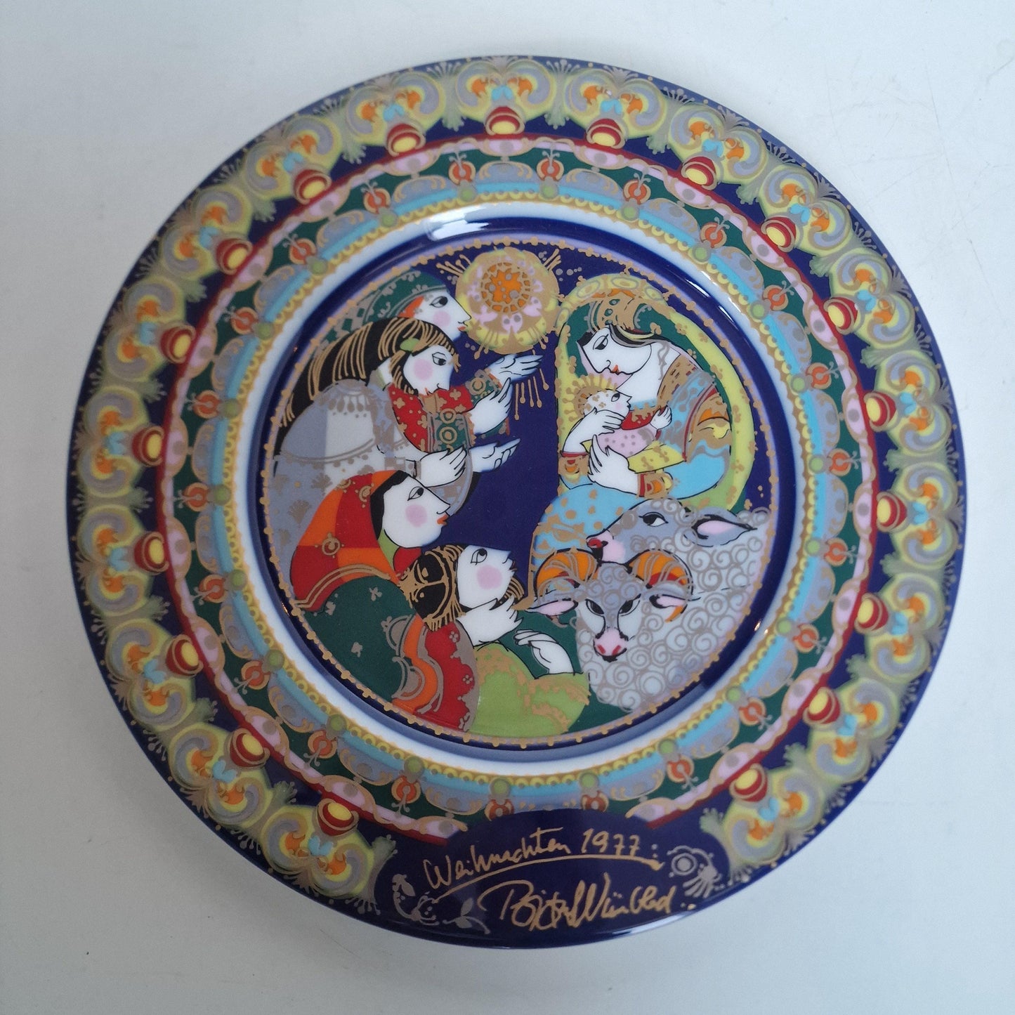 Bjorn Wiinblad Rosenthal Nativity Plate – Hand-Painted Gold Porcelain Christmas Dish