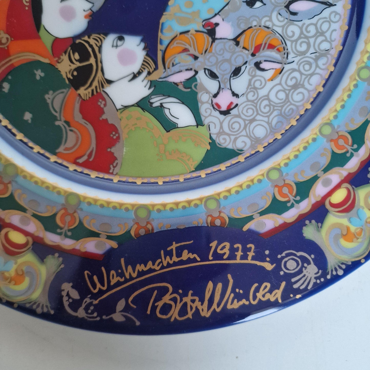 Bjorn Wiinblad Rosenthal Nativity Plate – Hand-Painted Gold Porcelain Christmas Dish