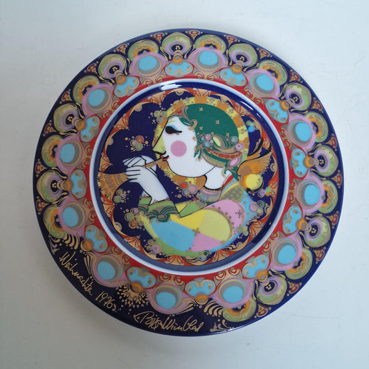 Bjorn Wiinblad Rosenthal Nativity Plate – Hand-Painted Gold Porcelain Wall Art