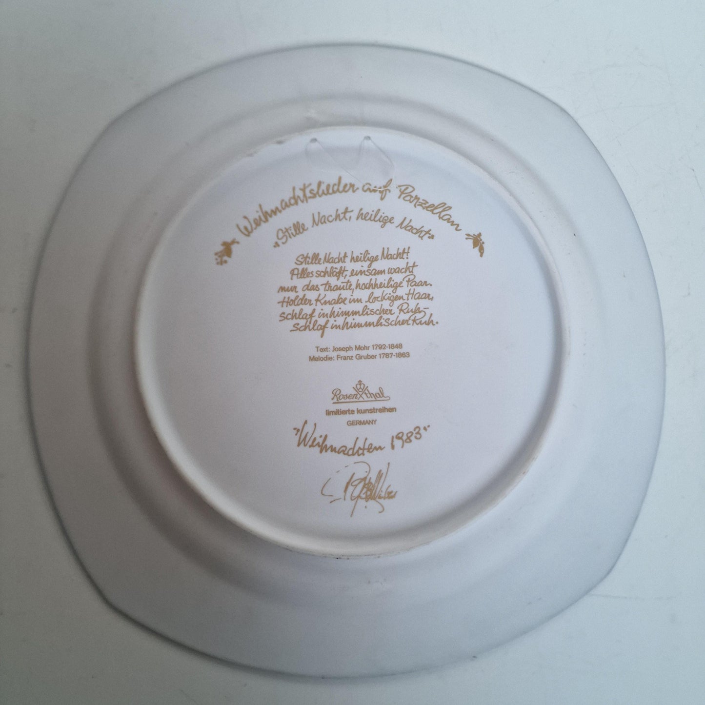 Bjorn Wiinblad Rosenthal Christmas Plate, Hand-Painted Gold Silent Night Porcelain