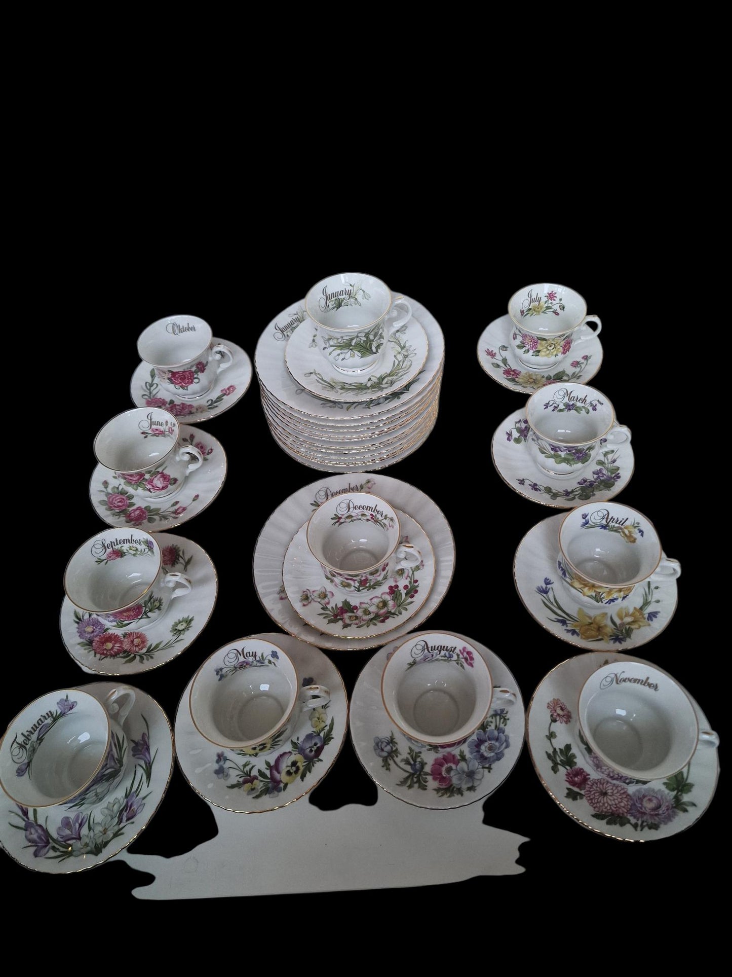 Seltmann Weiden 12 months Porcelain Breakfast Set – Floral Calendar China, W. Germany