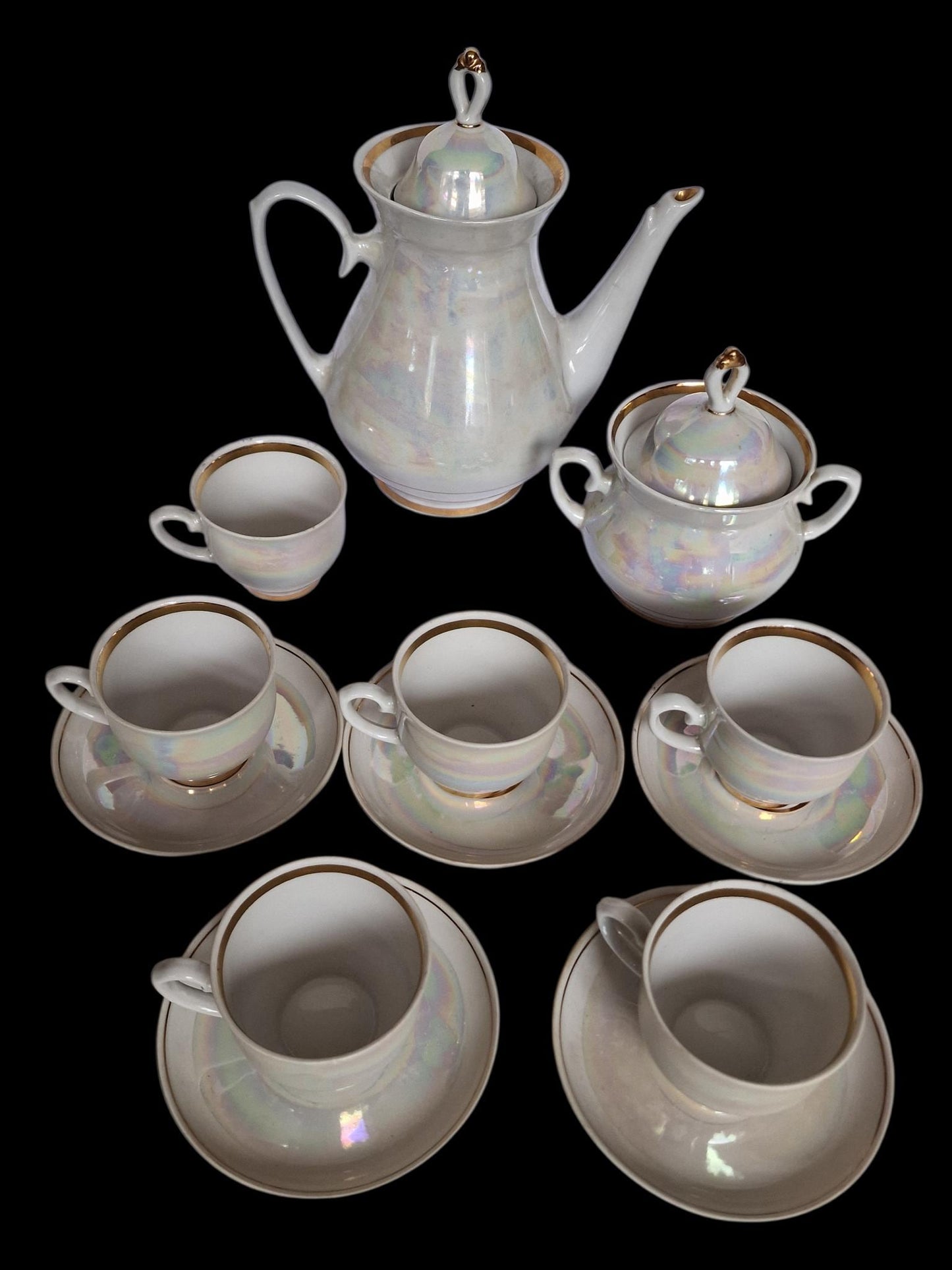 Lomonosov service tea coffee 6 person iriserend tsar collection