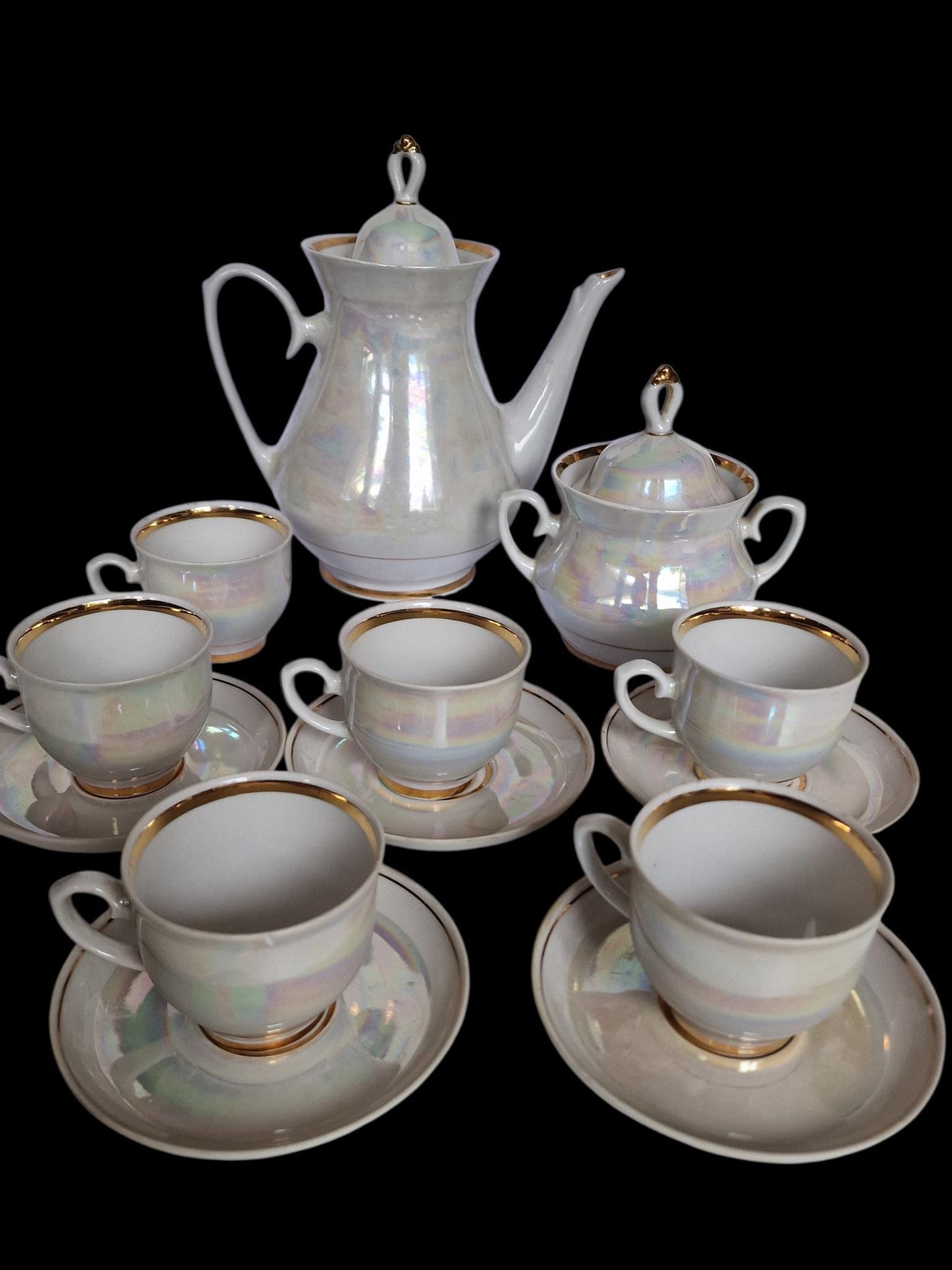 Lomonosov service tea coffee 6 person iriserend tsar collection