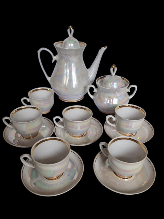 Lomonosov service tea coffee 6 person iriserend tsar collection