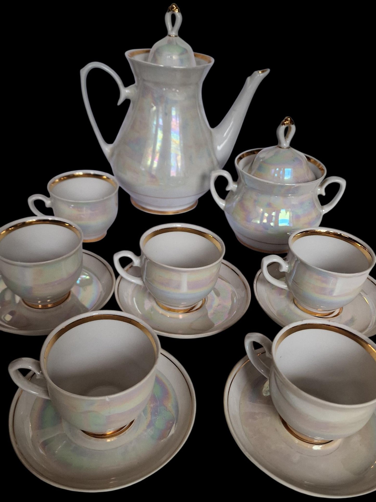 Lomonosov service tea coffee 6 person iriserend tsar collection