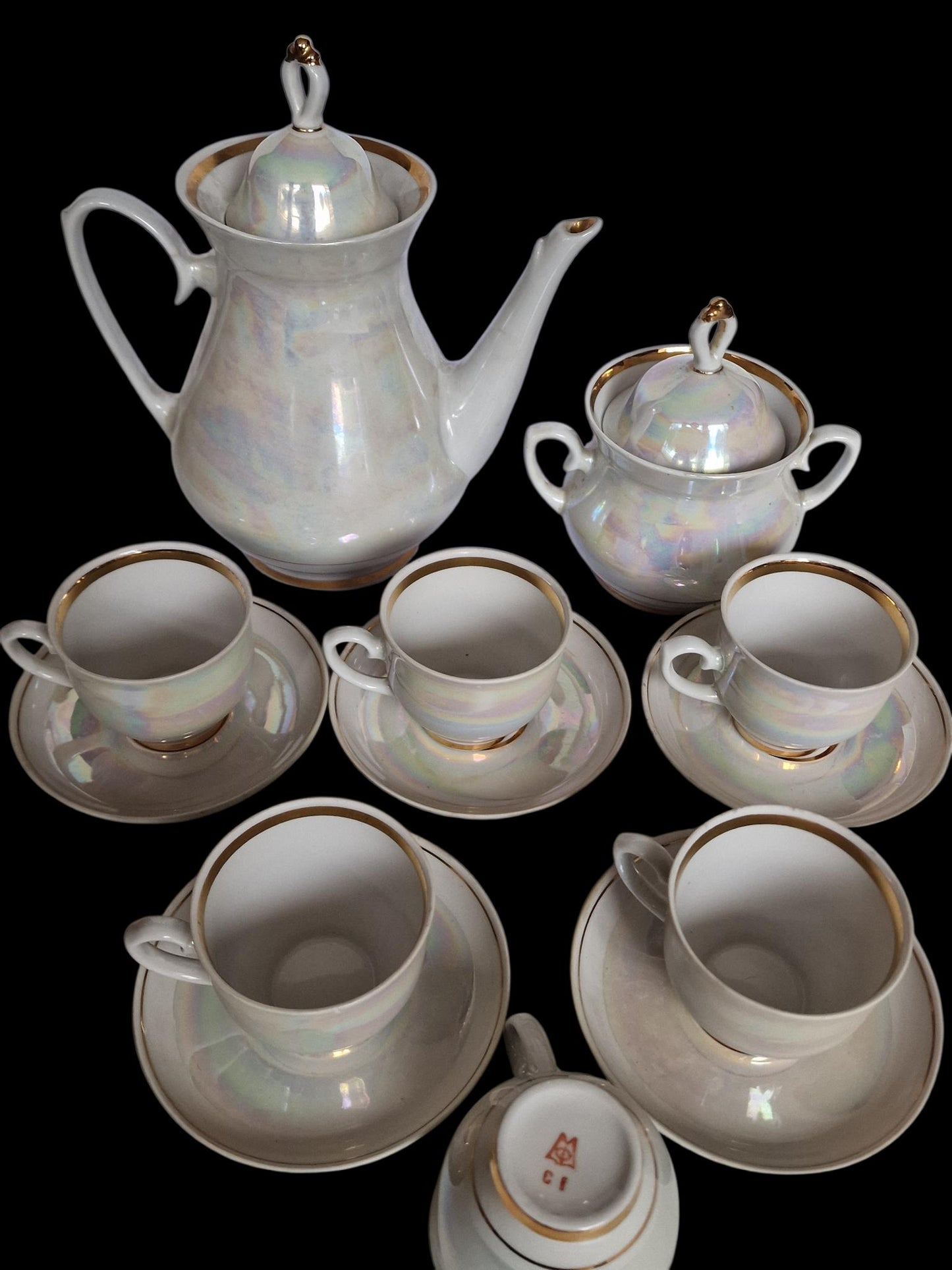 Lomonosov service tea coffee 6 person iriserend tsar collection