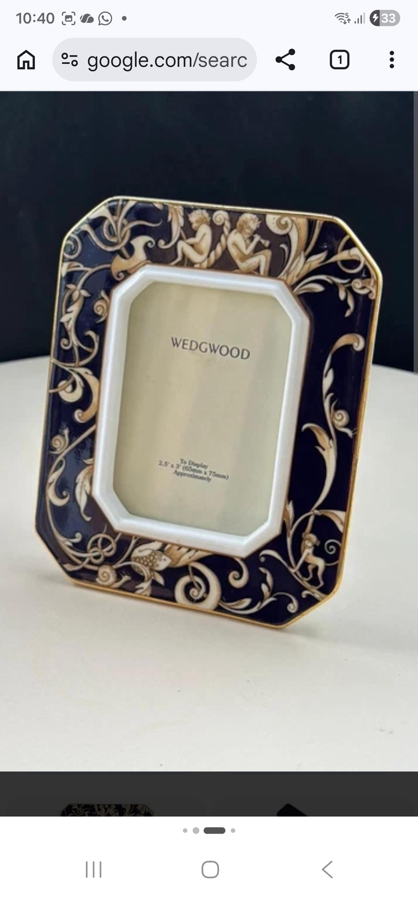 Wedgwood Cornucopia English photo frame exclusive porcelain, mint, 2,5 x 3 inch, discontinued luxe