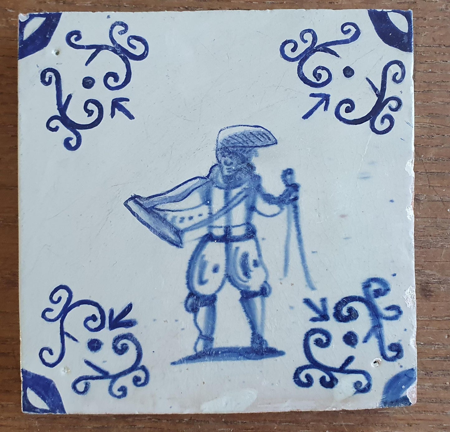 4 x Dutch Delft Blue Tiletableau, Crafts People, 17th century, antique collectable and backsplash fireplace kitchen tiles Set of 4