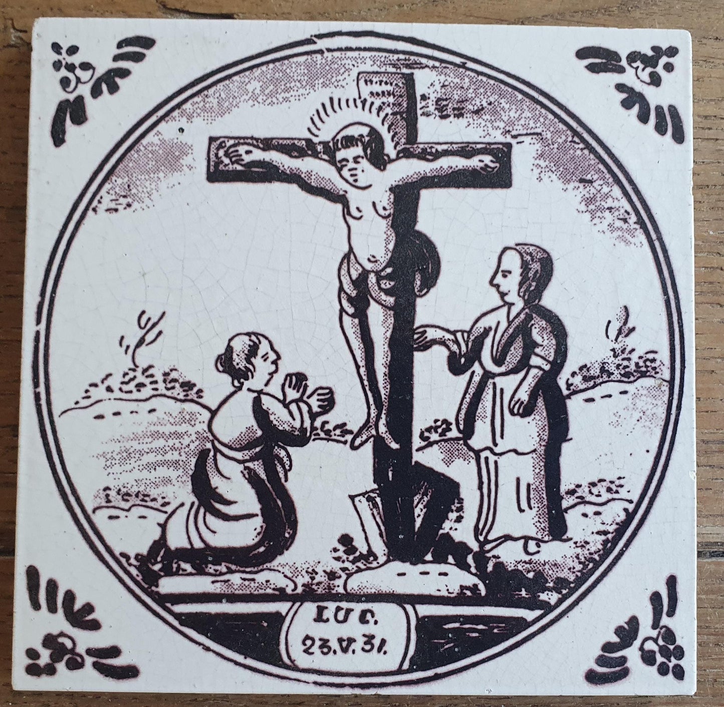 4 x Dutch Delft Mangaan, Bibel, Flower, 20th century, tilepanel antique collectable and backsplash fireplace kitchen tiles