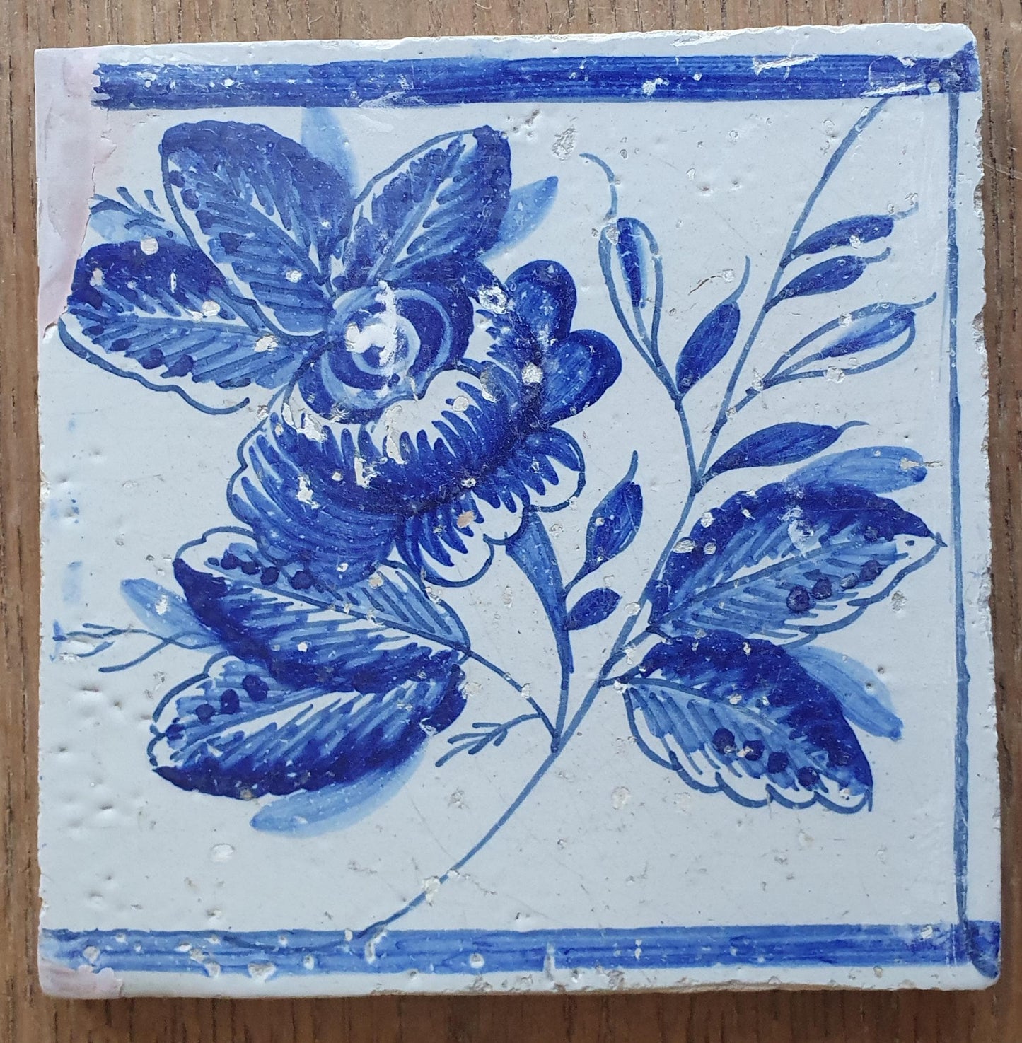 6 x Dutch Delft Blue Tiles, Flowers, 18th century, tilepanel antique collectable and backsplash fireplace kitchen tiles Set of 6