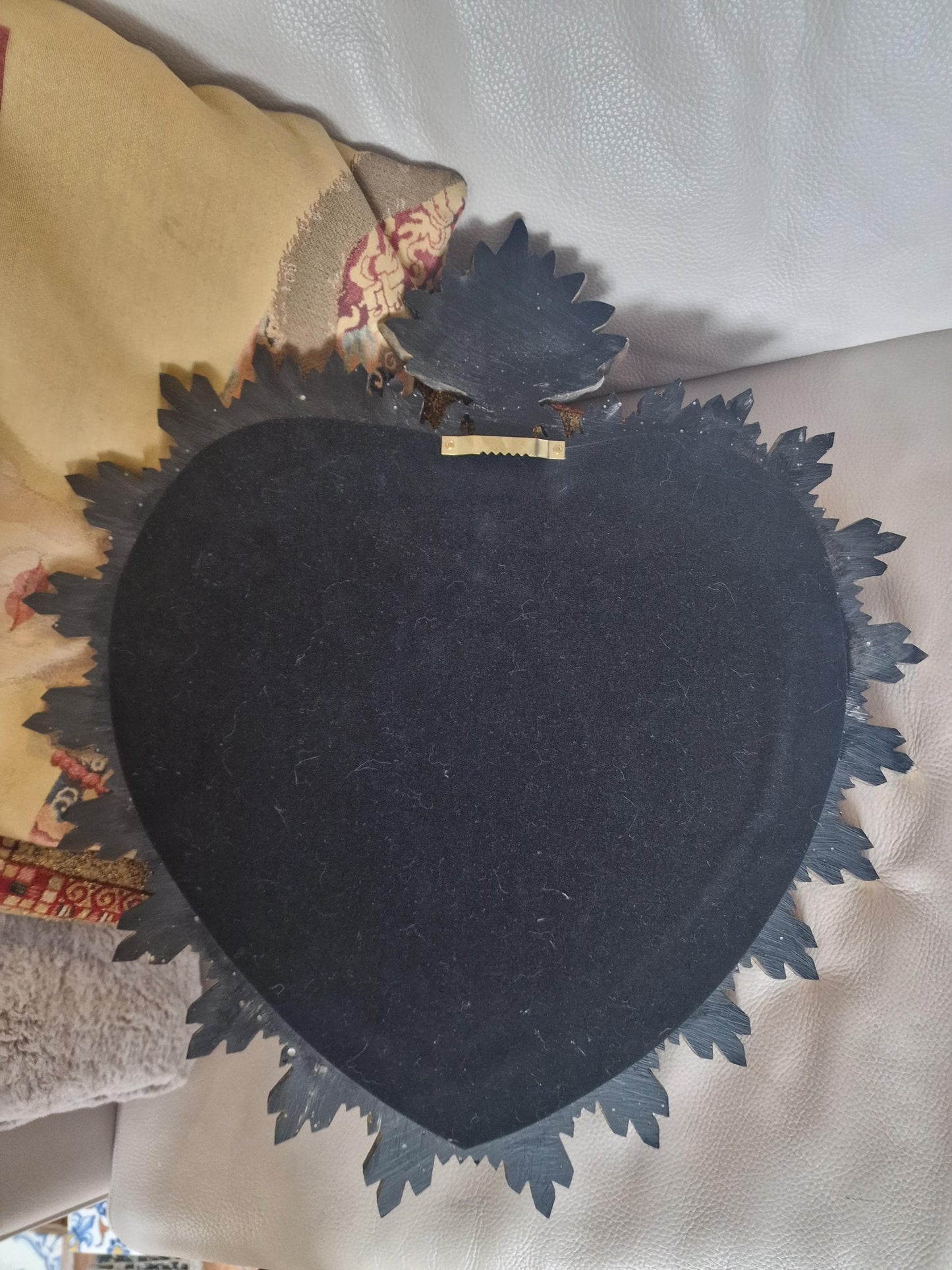 vintage large sacred heart mirror sunbeam sunray , 52 x 49 cm,  gilt wood