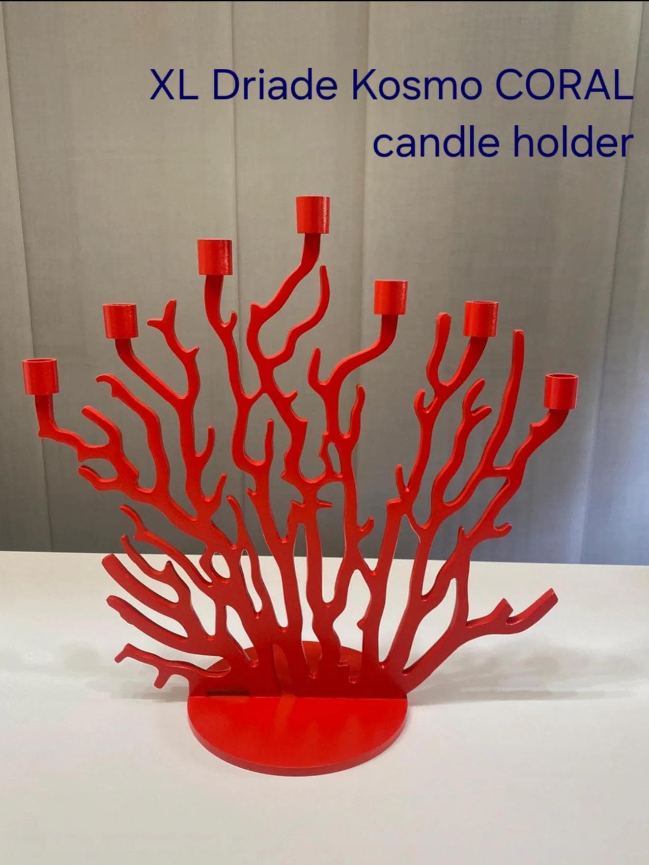 XXL Driade Kosmo Tenochtitlan Candlestick, Vittorio Locatelli, XL Red Metal Coral Design, perfect condition