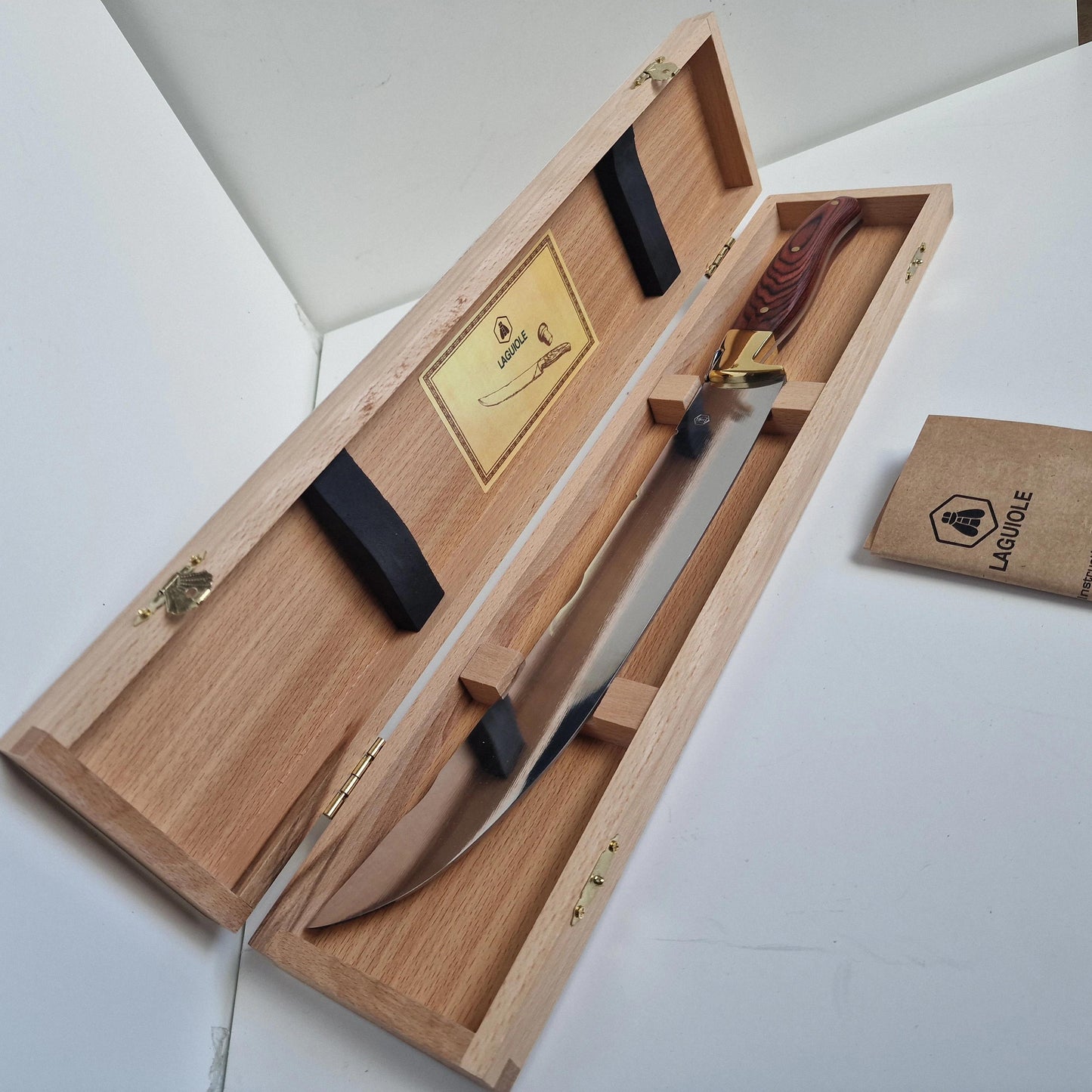 Vintage Laguiole Champagne Sabre with Wooden Box, Signed, Retired, sabrage sabreren bottle opener party luxury