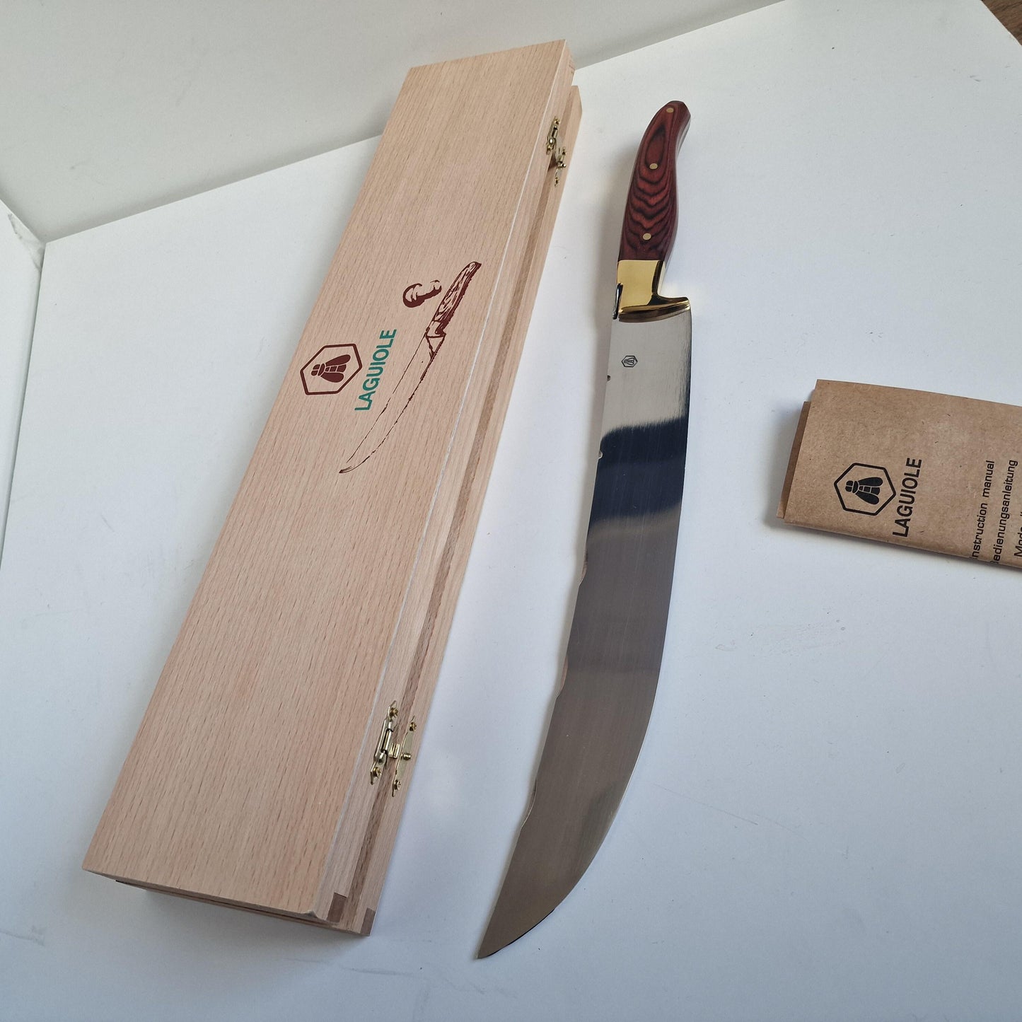 Vintage Laguiole Champagne Sabre with Wooden Box, Signed, Retired, sabrage sabreren bottle opener party luxury