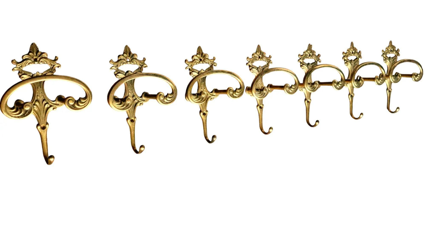 set of 6 Art Nouveau Copper Coat Hooks, Antique Arts Crafts Set of 6