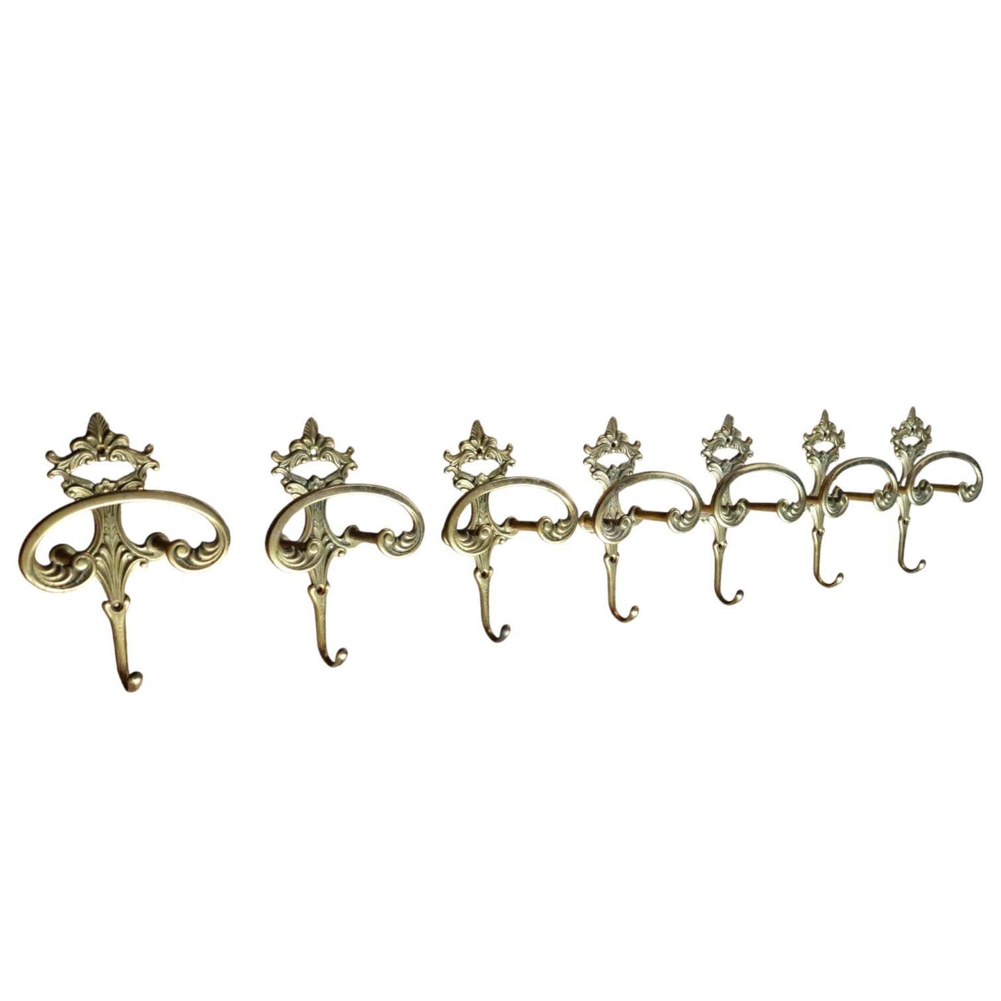 set of 6 Art Nouveau Copper Coat Hooks, Antique Arts Crafts Set of 6