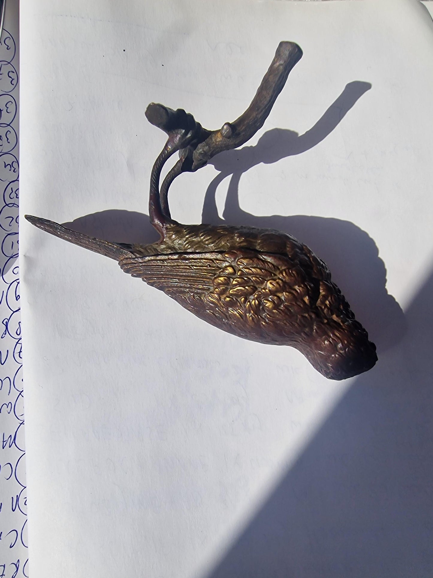 Vienna Bronze Bird on Branch Austria circa 1900 Cold Painted Bronze, antique austrian figurine