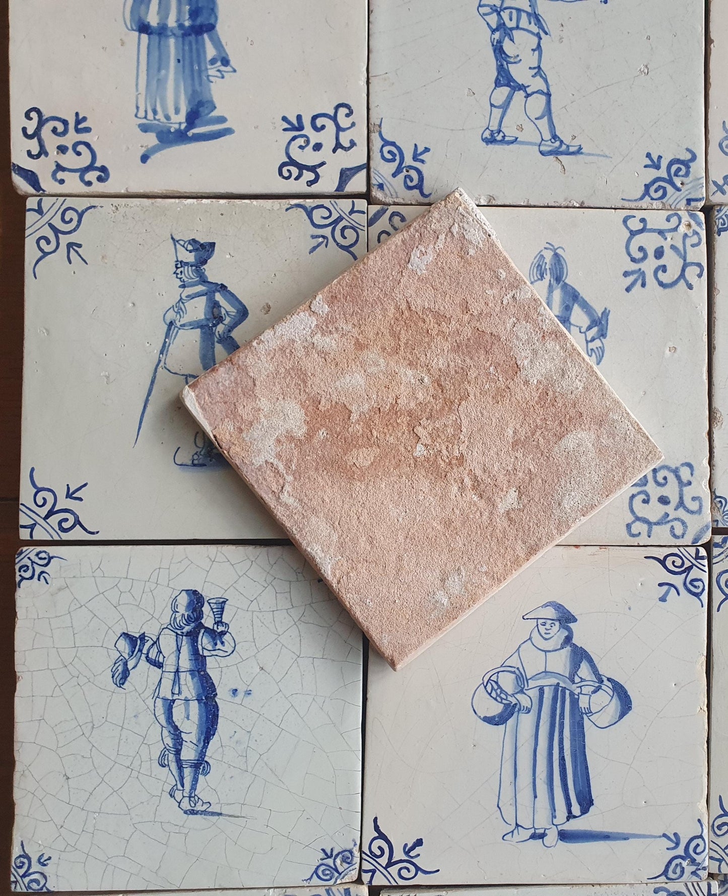 20 xDutch Delft Blue Tiletableau, Crafts People, 17th century, antique collectable and backsplash fireplace kitchen tiles Set of 20