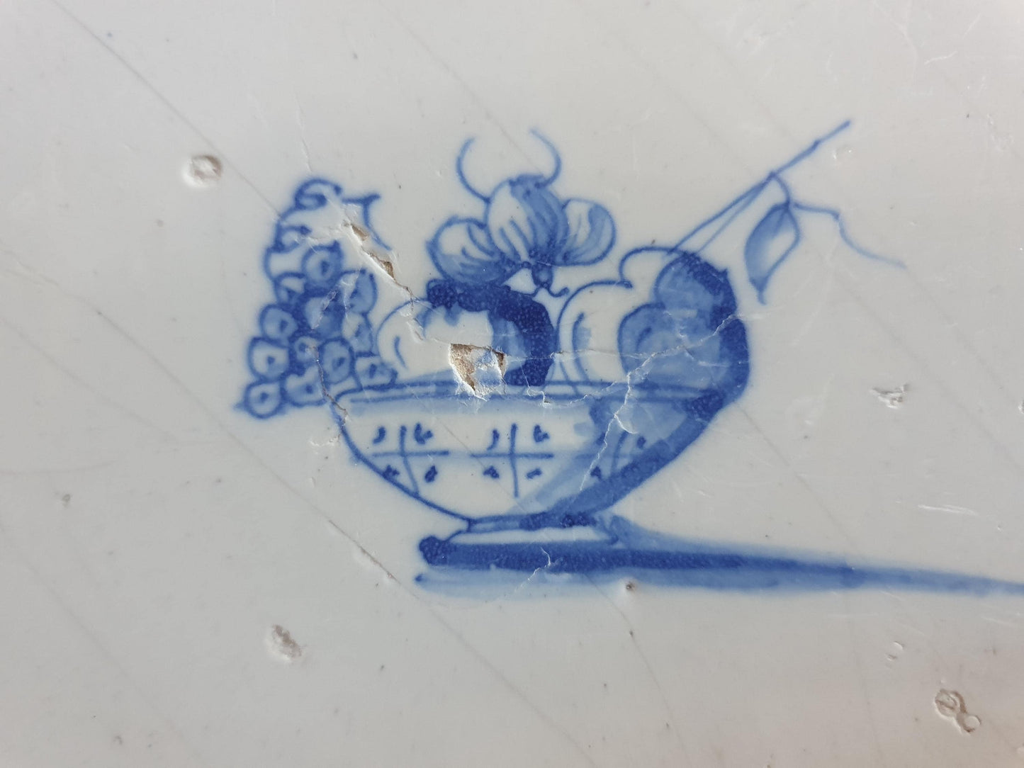 Dutch Delft Blue Tile, Fruir bowl, planttile 17th century, antique collectable and backsplash fireplace kitchen tiles