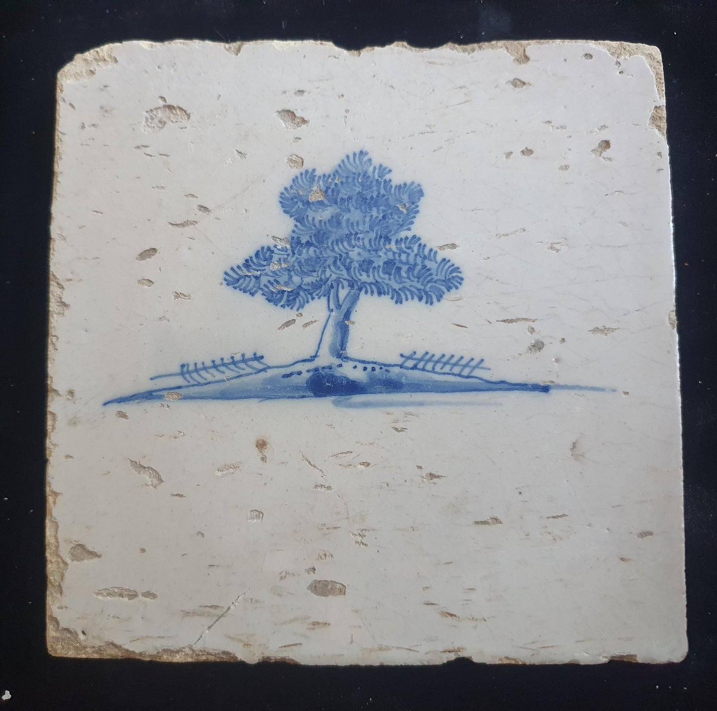 Dutch Delft Blue Tile,  Tree, 17th century, antique collectable and backsplash fireplace kitchen tiles