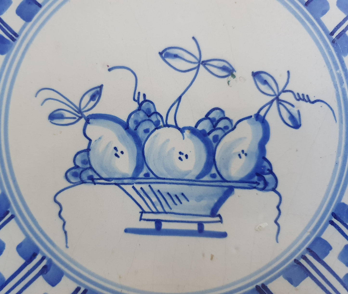 Dutch Delft Blue Tile, Fruit bowl, 19th century, antique collectable and backsplash fireplace kitchen tiles