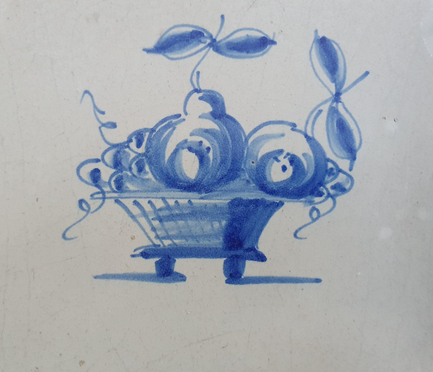 Dutch Delft Blue Tile, Fruit bowl, 17th century, antique collectable and backsplash fireplace kitchen tiles