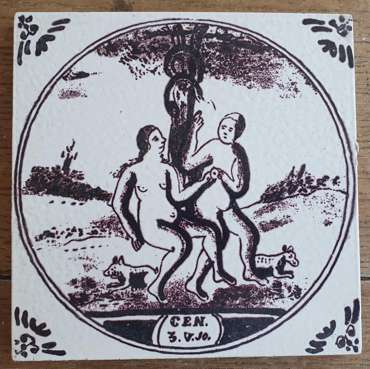 4 x Dutch Delft Mangaan, Bibel, Flower, 20th century, tilepanel antique collectable and backsplash fireplace kitchen tiles