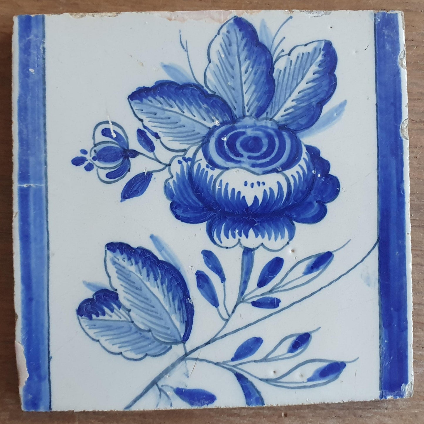 6 x Dutch Delft Blue Tiles, Flowers, 18th century, tilepanel antique collectable and backsplash fireplace kitchen tiles Set of 6