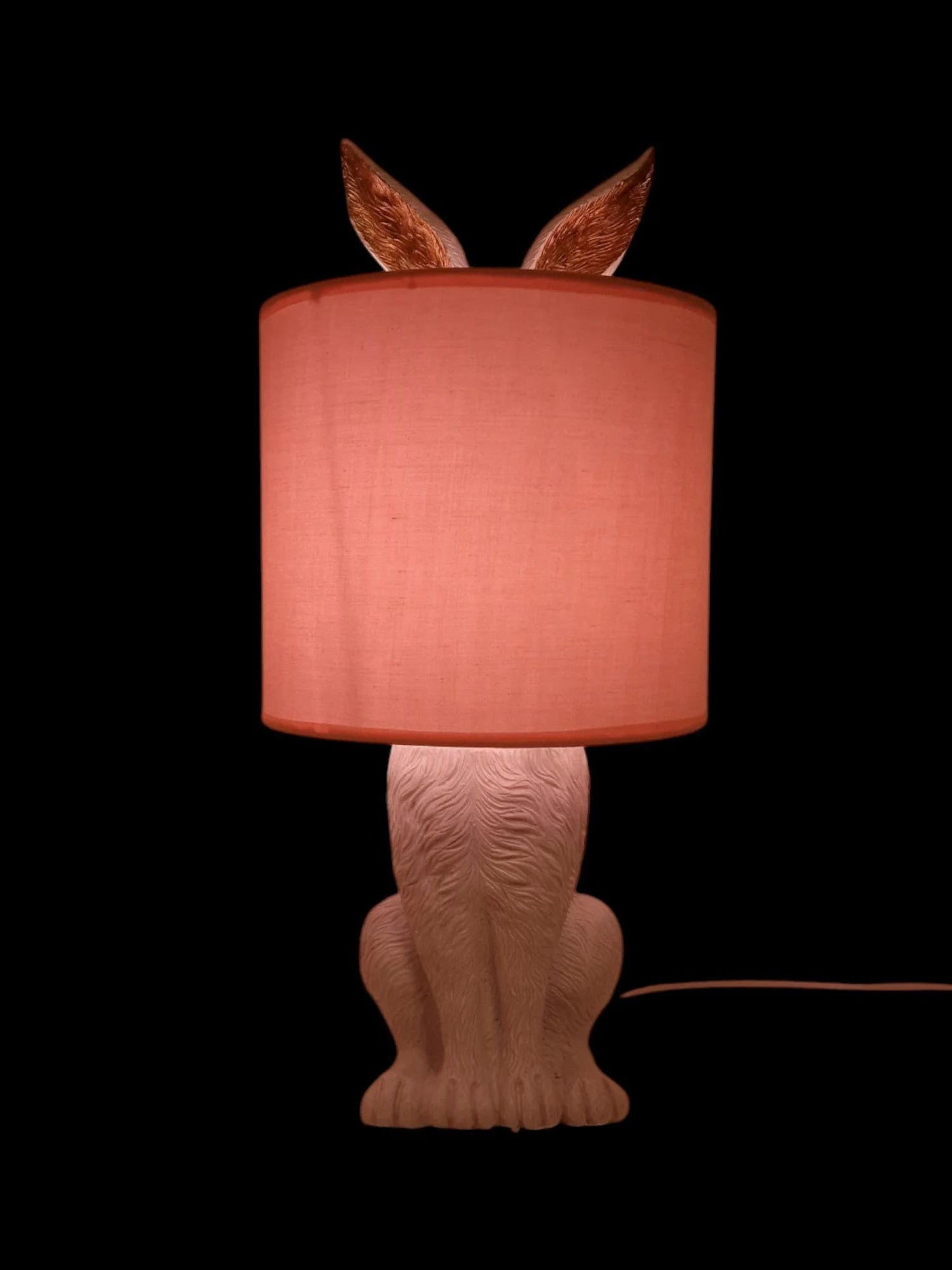 Hare Table Lamp, Pink Shade, Gold Accent, Whimsical Nursery Decor rabbit baby