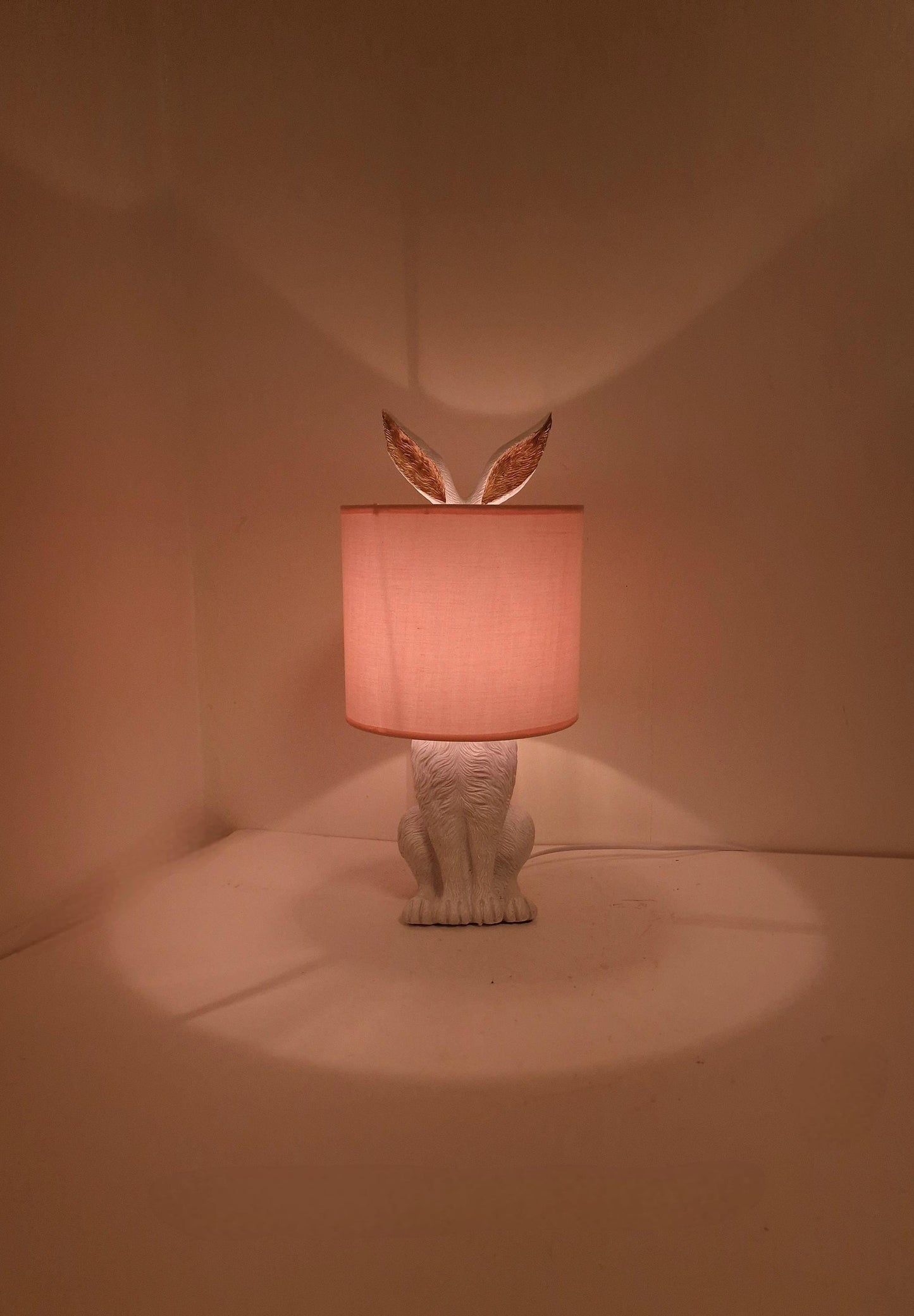 Hare Table Lamp, Pink Shade, Gold Accent, Whimsical Nursery Decor rabbit baby