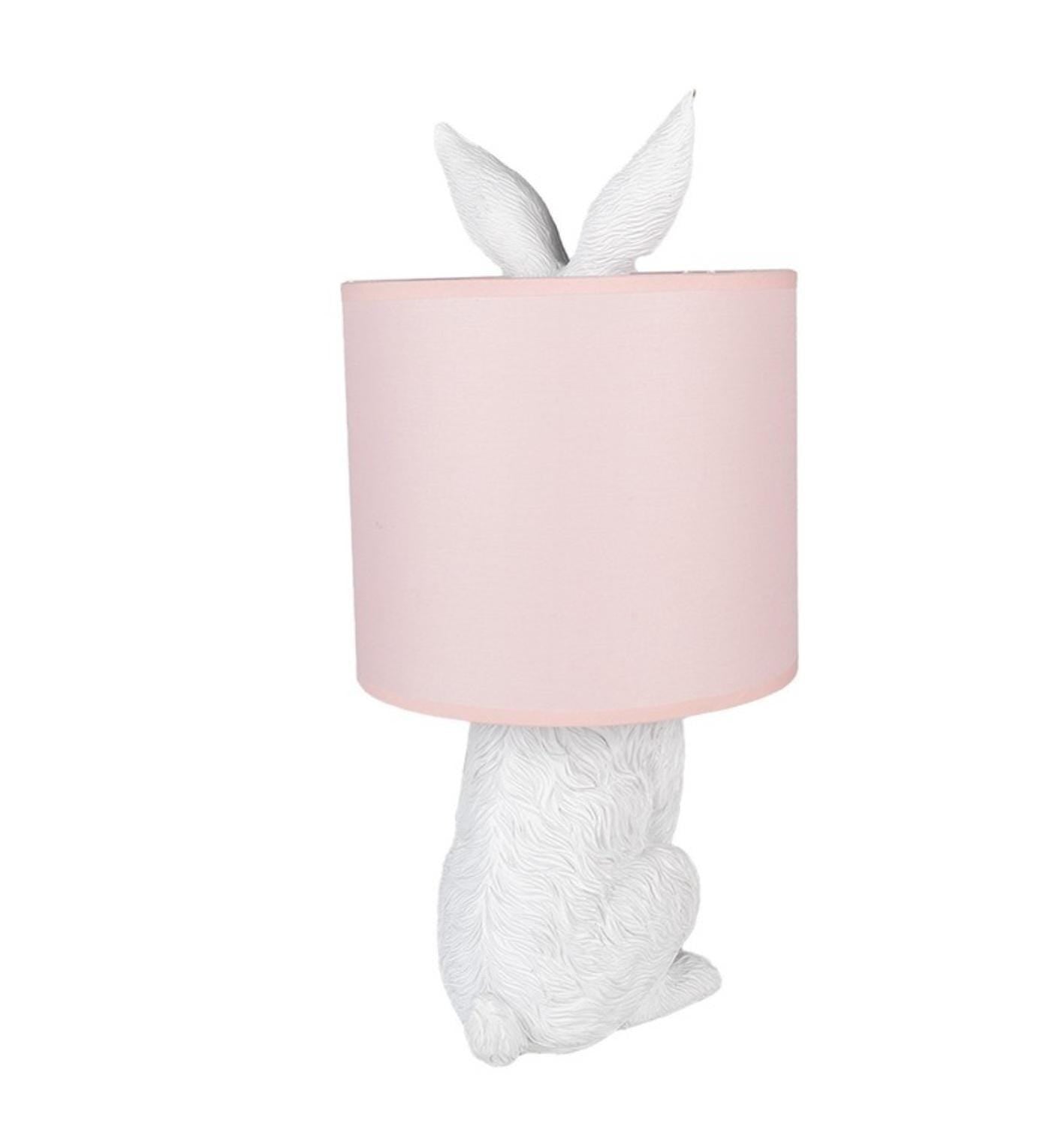 Hare Table Lamp, Pink Shade, Gold Accent, Whimsical Nursery Decor rabbit baby