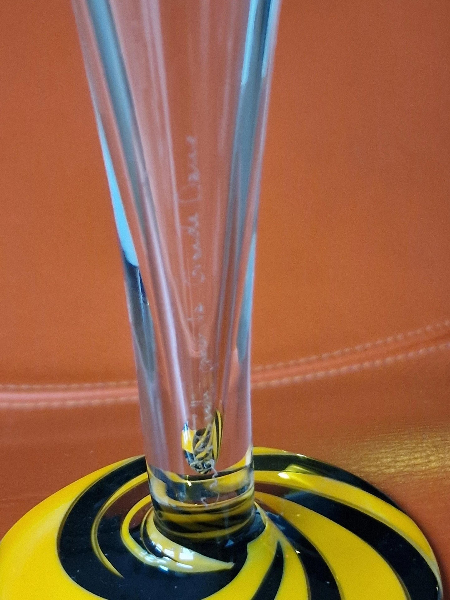 Carlo Moretti Murano Glass Champagne Flutes, Hand Engraved, Rare