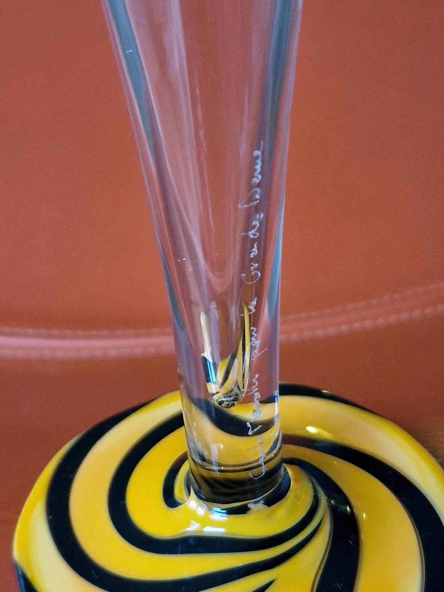 Carlo Moretti Murano Glass Champagne Flutes, Hand Engraved, Rare