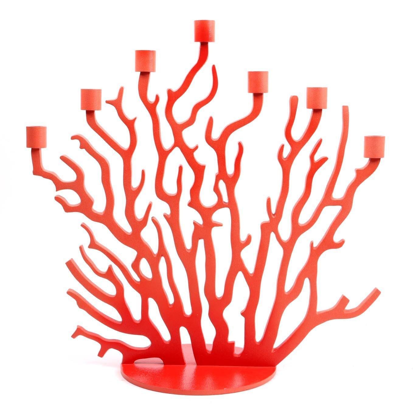 XXL Driade Kosmo Tenochtitlan Candlestick, Vittorio Locatelli, XL Red Metal Coral Design, perfect condition