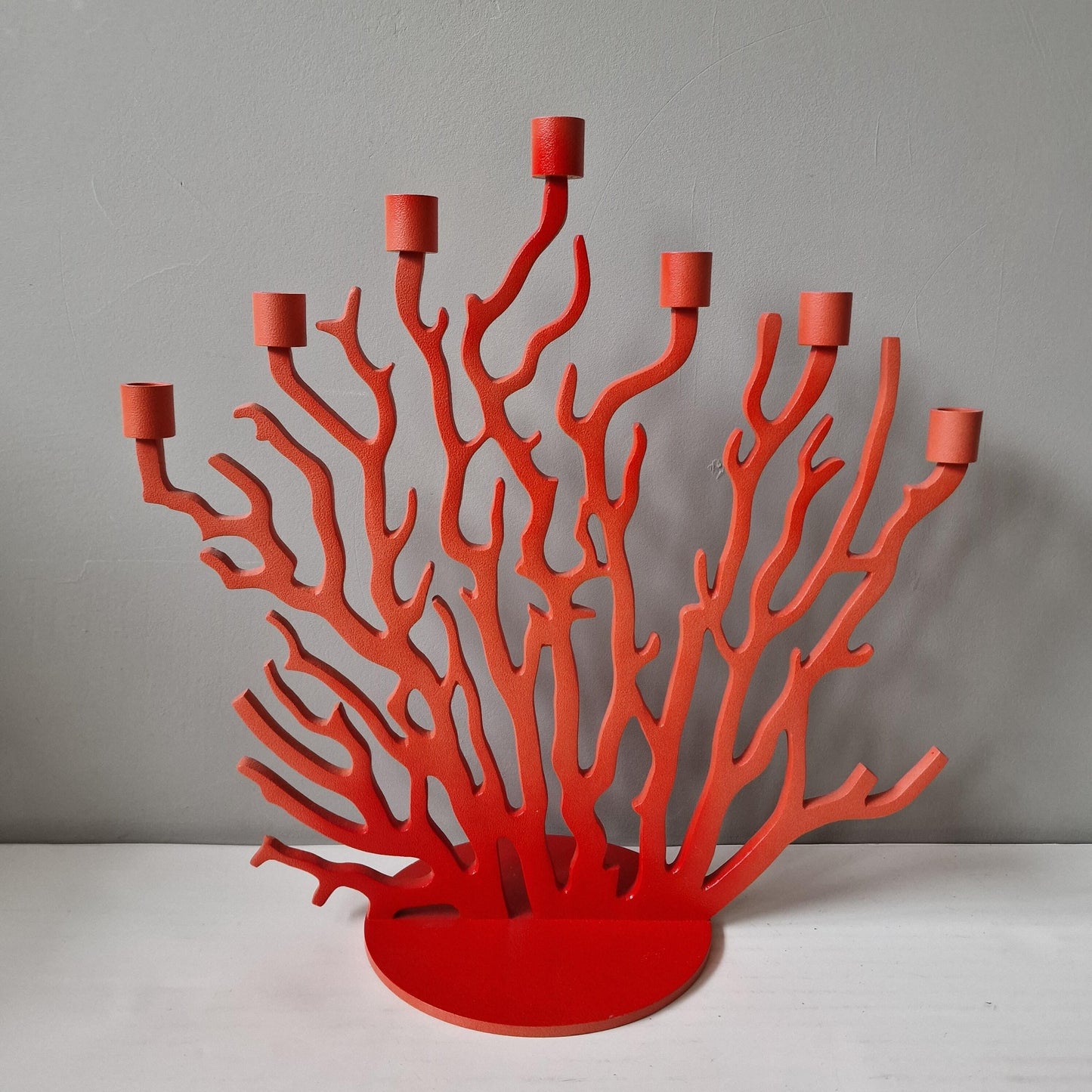 XXL Driade Kosmo Tenochtitlan Candlestick, Vittorio Locatelli, XL Red Metal Coral Design, perfect condition
