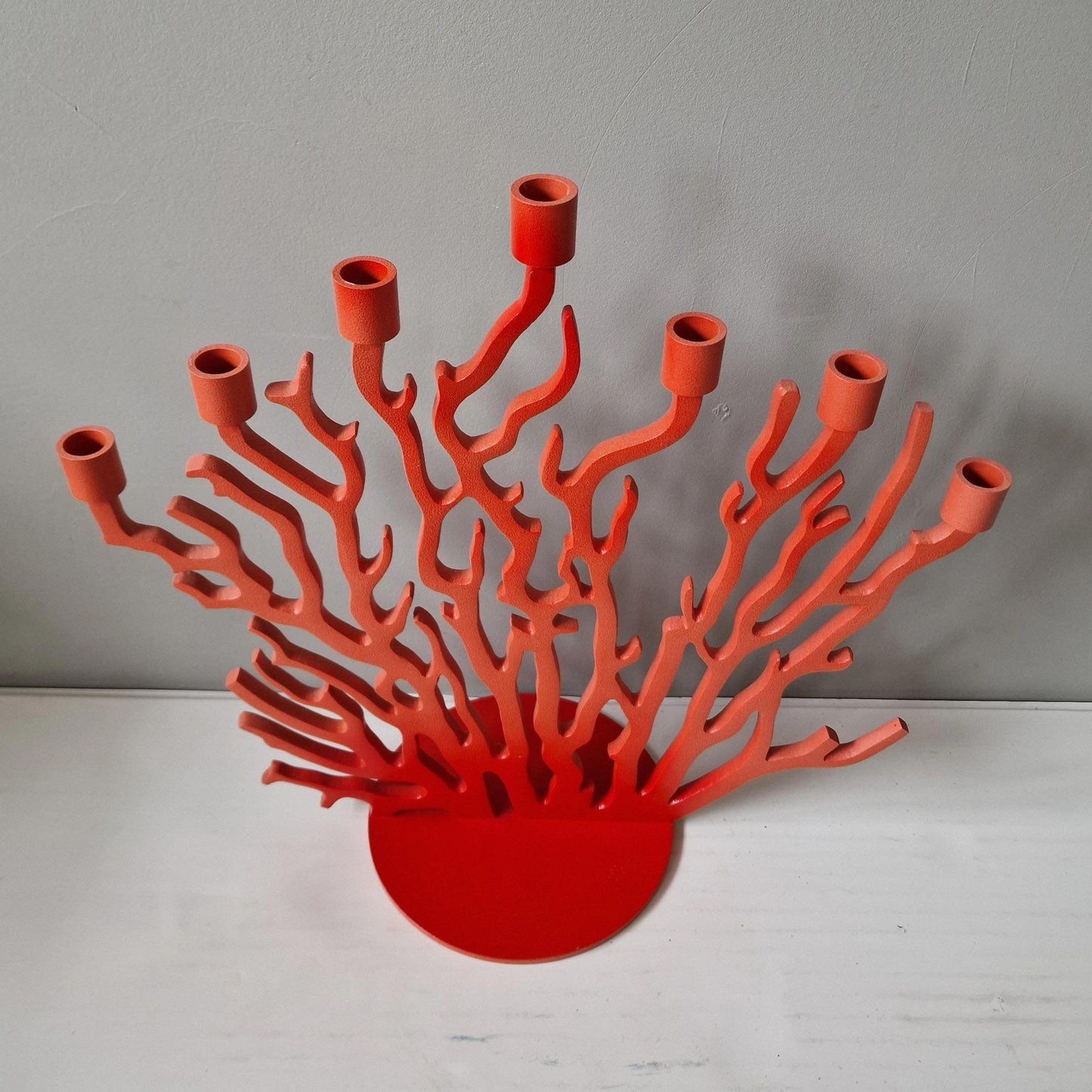 XXL Driade Kosmo Tenochtitlan Candlestick, Vittorio Locatelli, XL Red Metal Coral Design, perfect condition