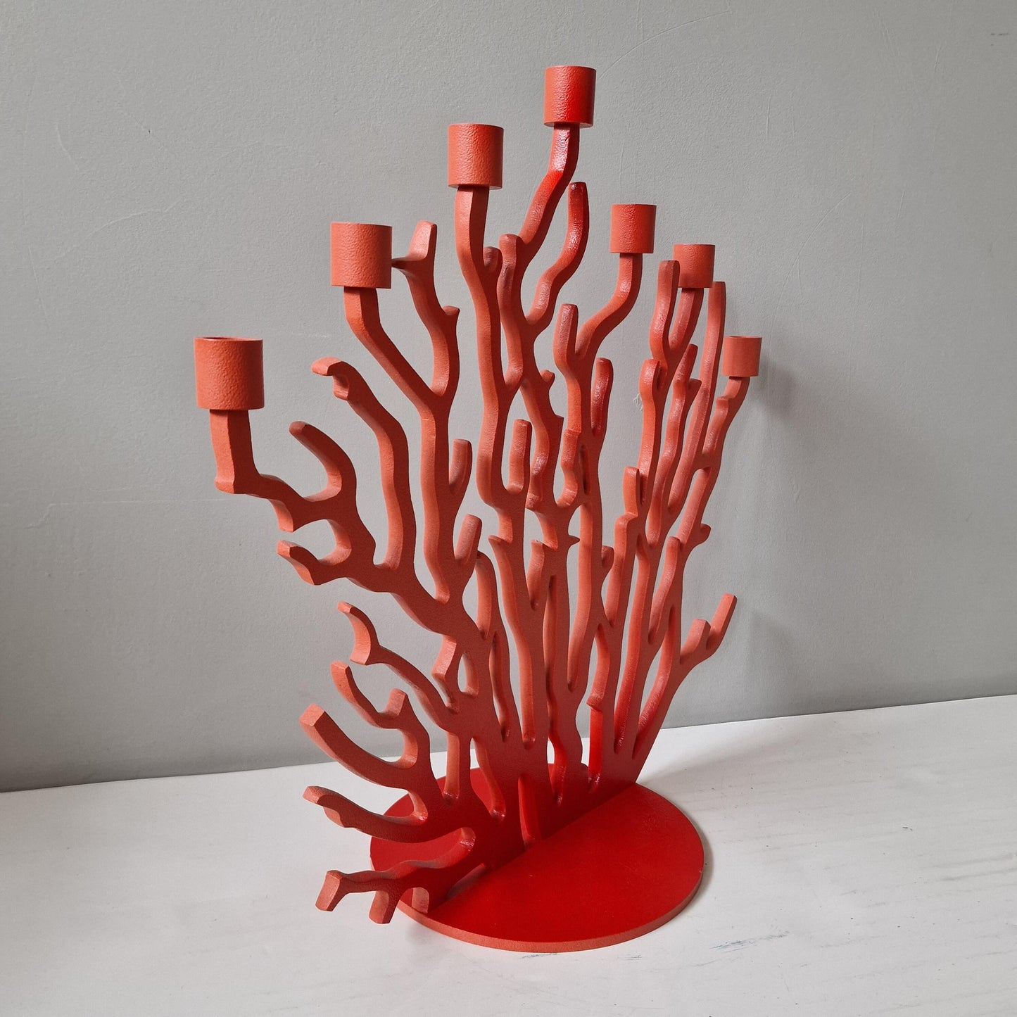 XXL Driade Kosmo Tenochtitlan Candlestick, Vittorio Locatelli, XL Red Metal Coral Design, perfect condition