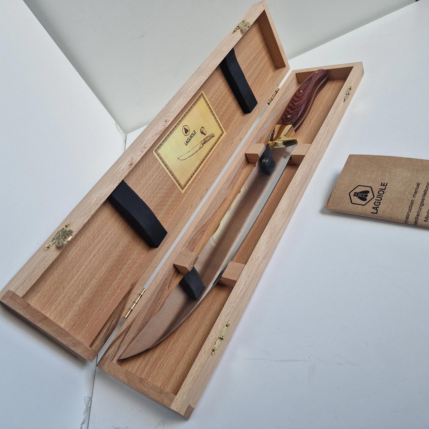 Vintage Laguiole Champagne Sabre with Wooden Box, Signed, Retired, sabrage sabreren bottle opener party luxury