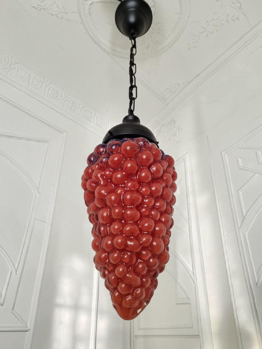 Murano grape light pendant lamp Murano Glass Grape Cluster Pendant Lamp – Red Bubble Glass Chandelier – Italian Design