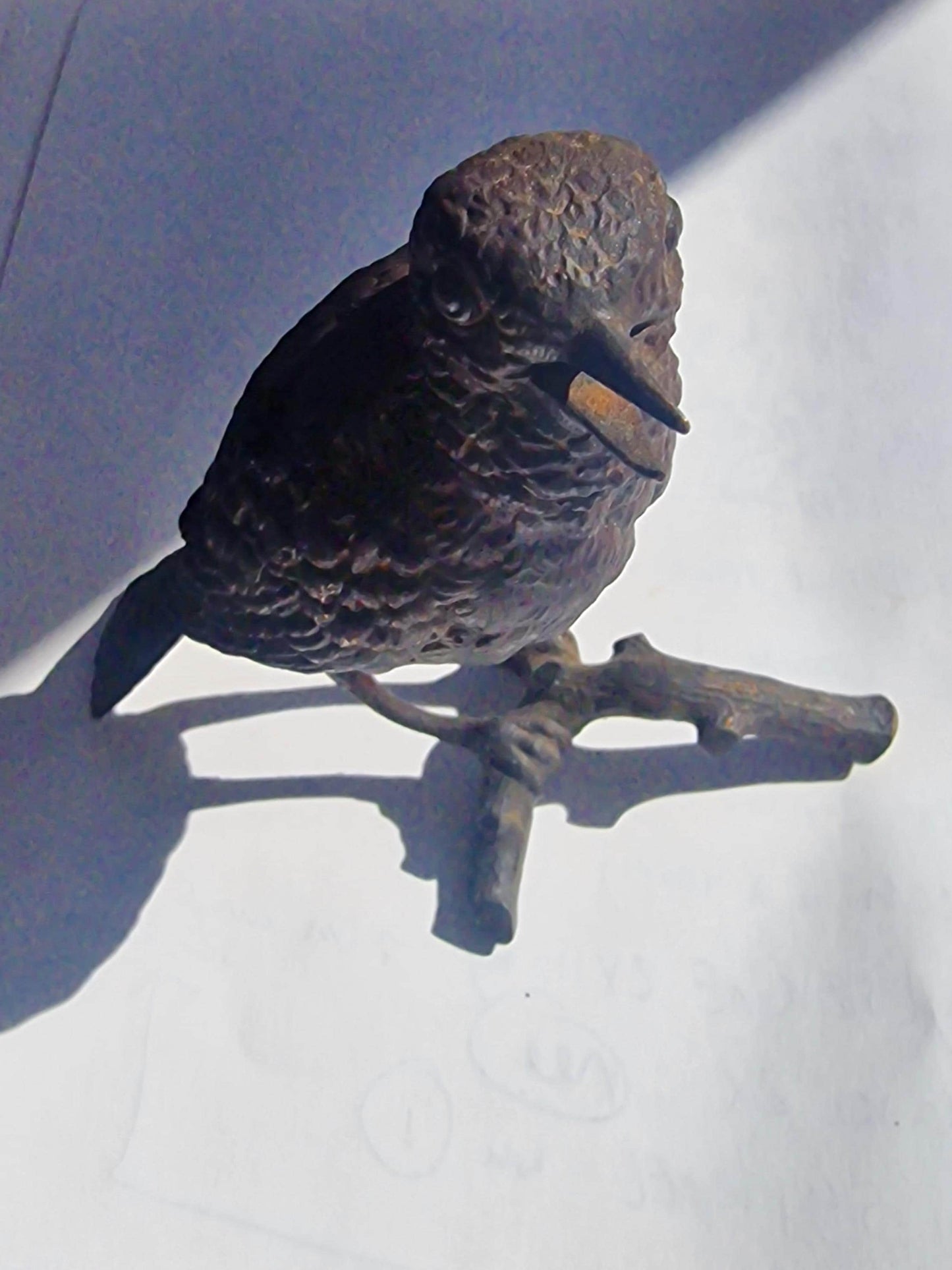 Vienna Bronze Bird on Branch Austria circa 1900 Cold Painted Bronze, antique austrian figurine