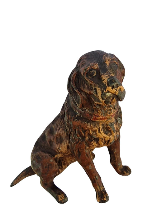 Vienna Bronze loyal Dog Austria circa 1900 Cold Painted Bronze, antique austrian figurine