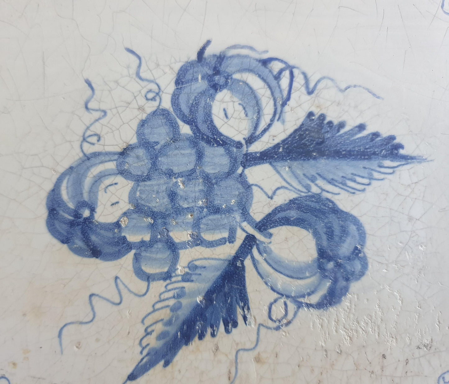 Dutch Delft Blue Tile, Fruit bowl, 18th century, planttile antique collectable and backsplash fireplace kitchen tiles