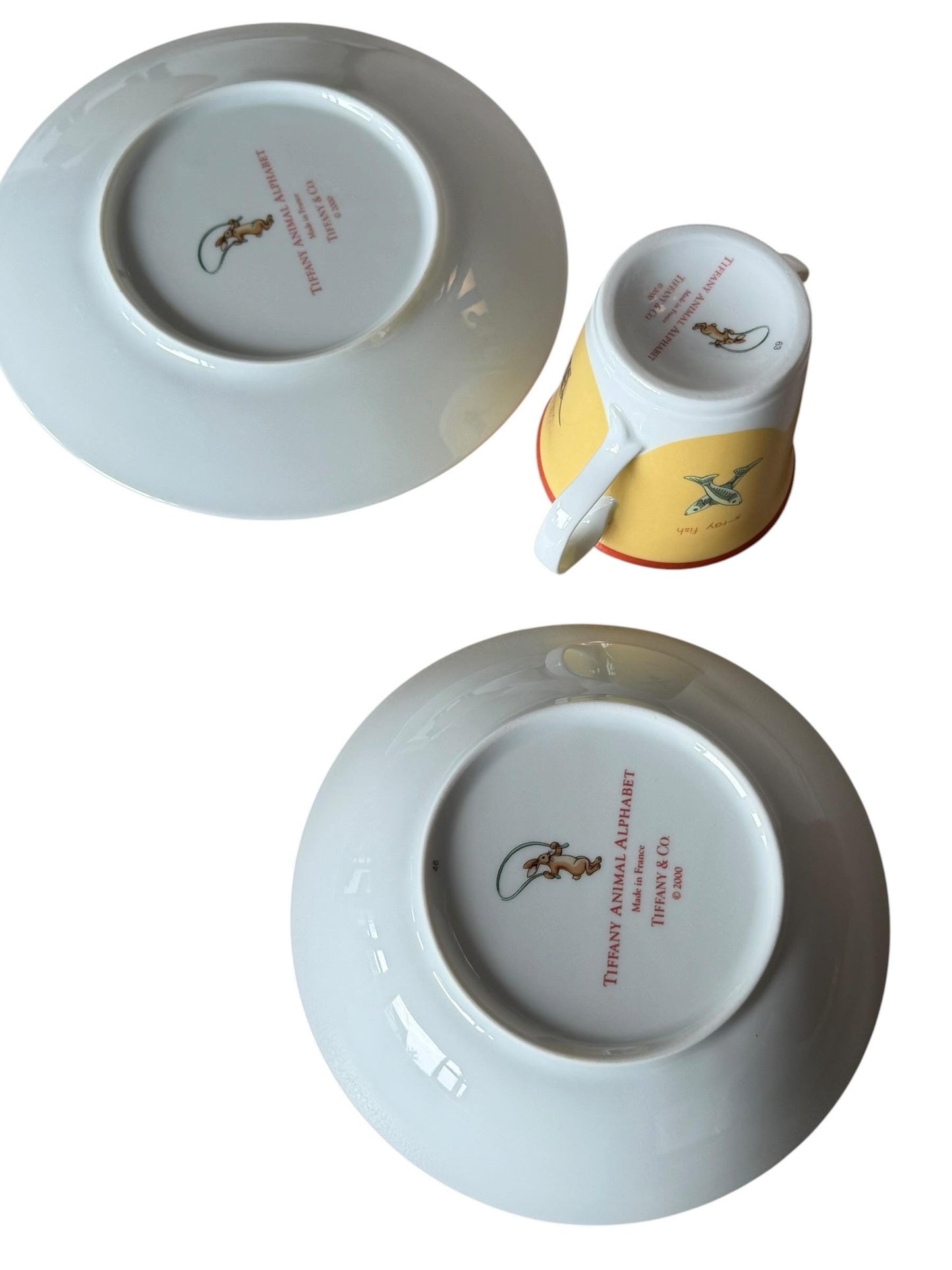Tiffany set baby child nursery porcelain alphabet vintage 3 part