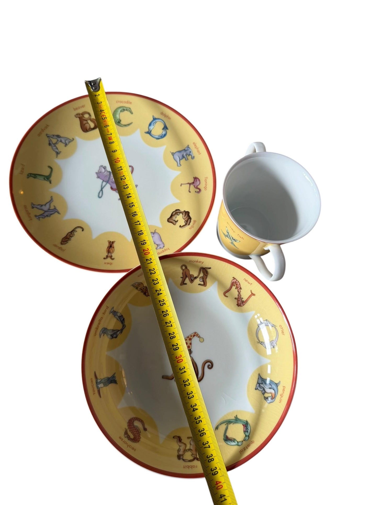 Tiffany set baby child nursery porcelain alphabet vintage 3 part