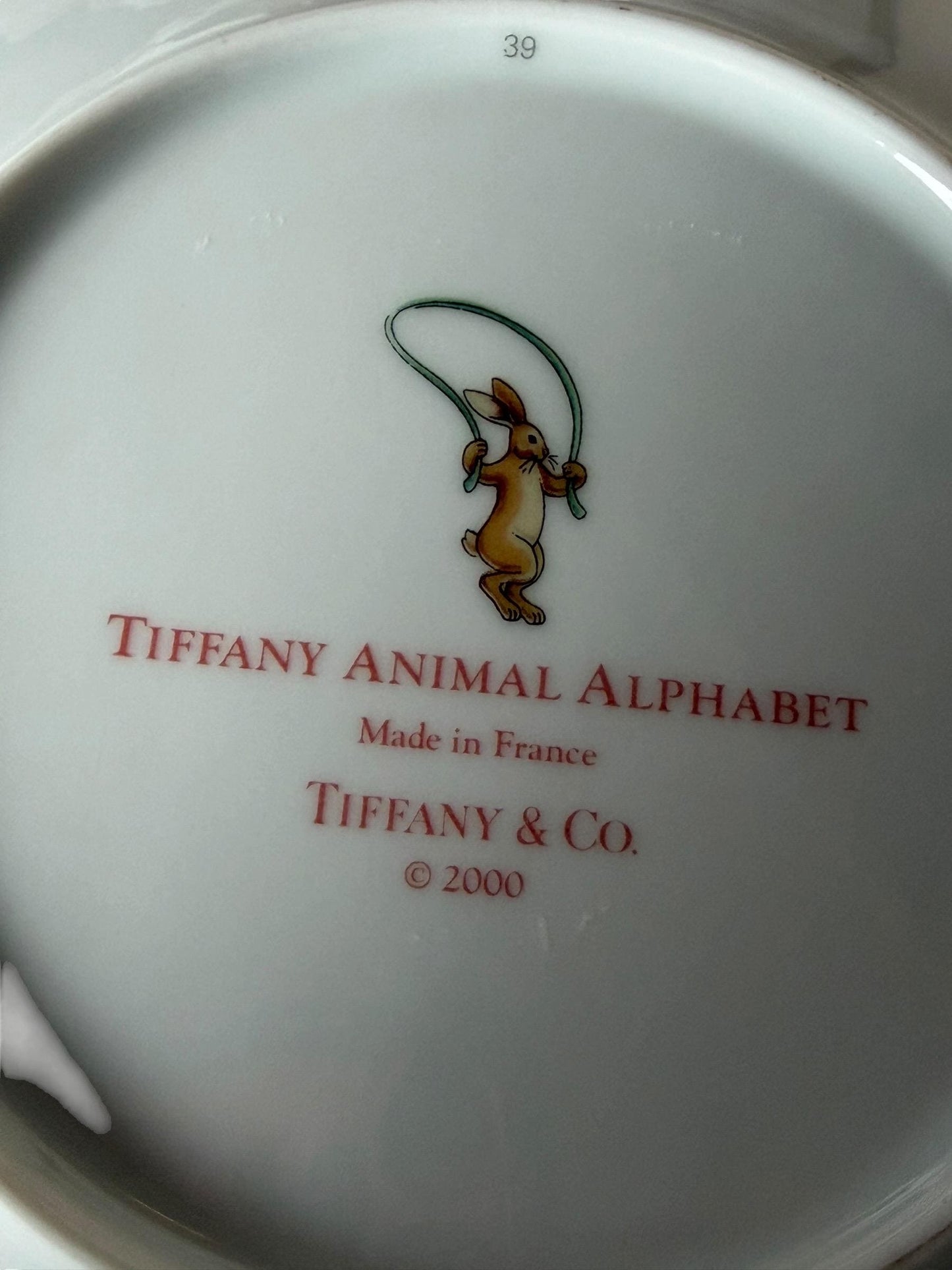 Tiffany set baby child nursery porcelain alphabet vintage 3 part
