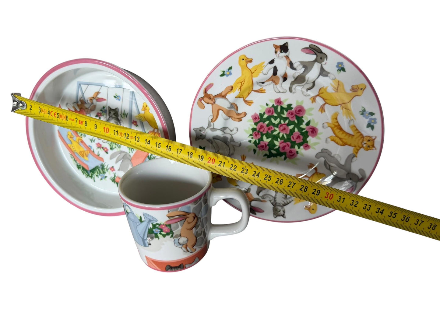 Tiffany set baby child nursery porcelain playground vintage 3 part