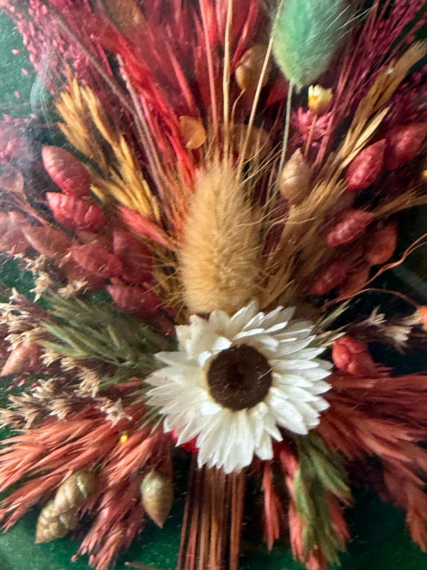 Welcome the harvest season with this convex vintage real dried flower wall ornament