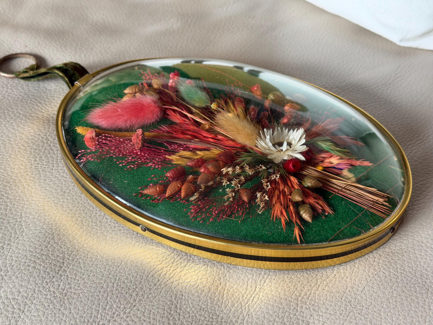 Welcome the harvest season with this convex vintage real dried flower wall ornament